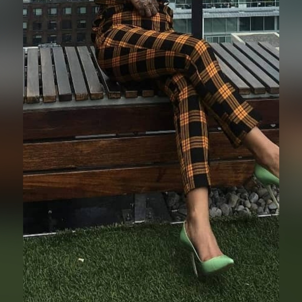 ASOS Black and Orange Plaid Cropped Pants